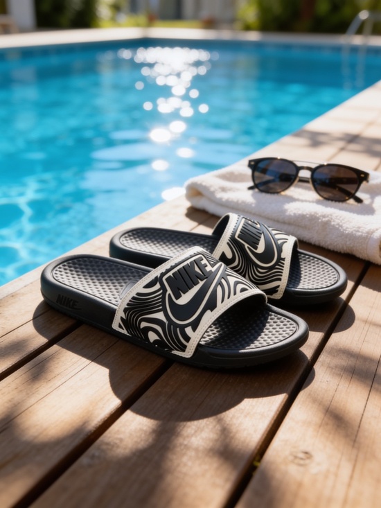 Nike Other - Nike Benassi JDI SE White Black Abstract Slides AJ6745-100 Men's Size 10 EU 44